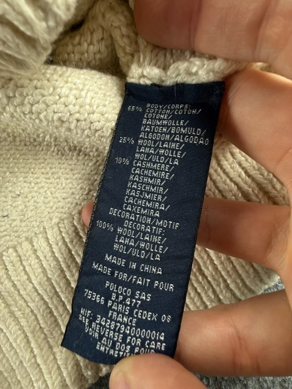 Ralph Lauren XL Hand Knit Tricote A La Main Turtleneck Sweater Graphic Winter
